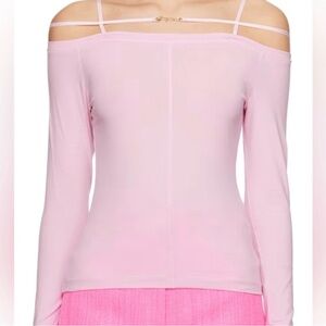 Pink Off-Shoulder Long Sleeve Top